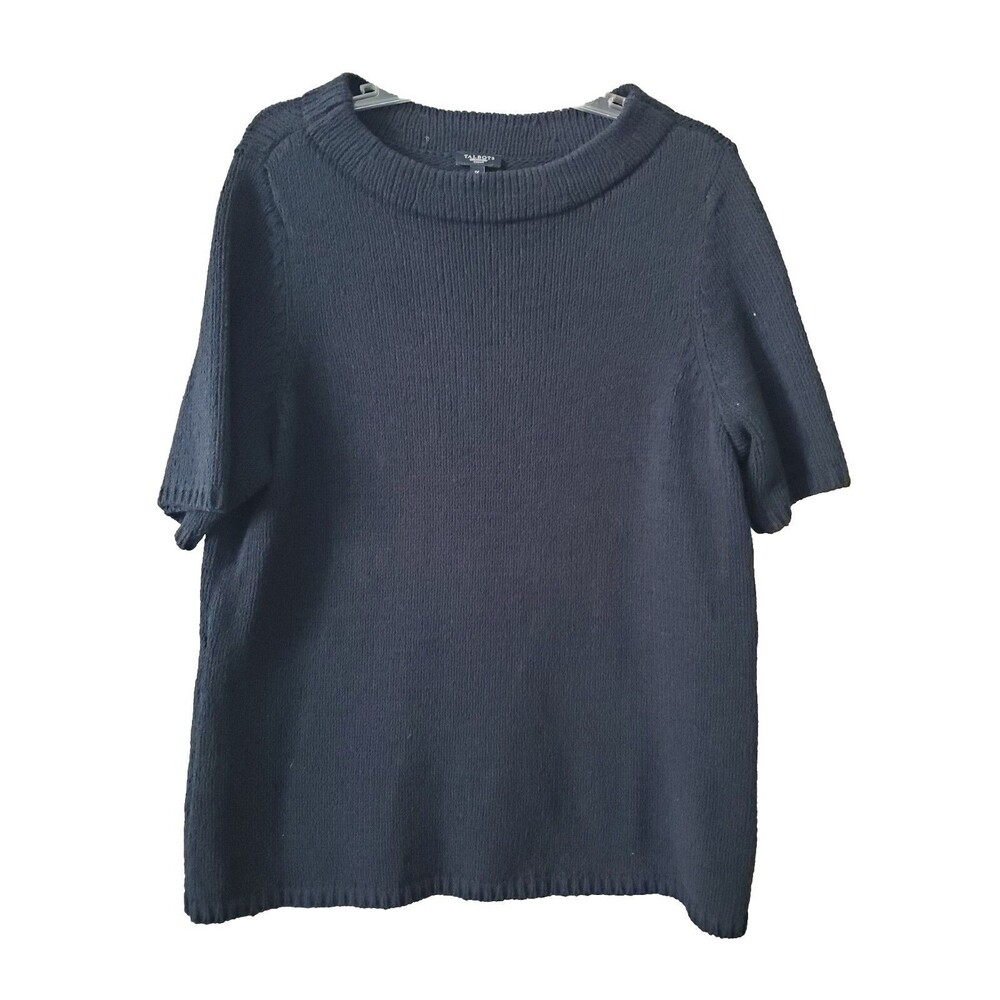 Talbots Woman Black Cotton Blend Short Sleeve Pullover Sweater Size 1X